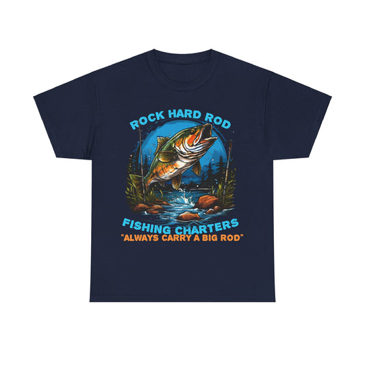 Rock Hard Rod Fishing Charters Unisex Heavy Cotton Tee