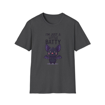 Cute I'm Just A Little Batty Graphic Tee, Funny Halloween T-Shirt, Gift for Bat Lovers, Unisex Softstyle Shirt, Quirky Casual Wear