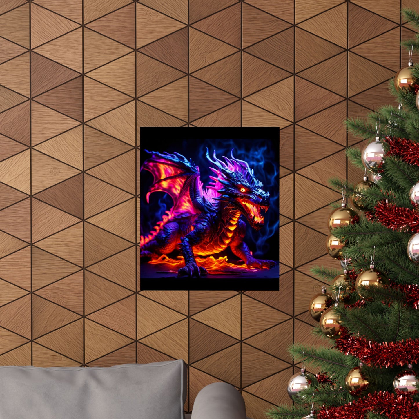 UV Black Light Reactive Neon Glow Dragon Matte Vertical Posters