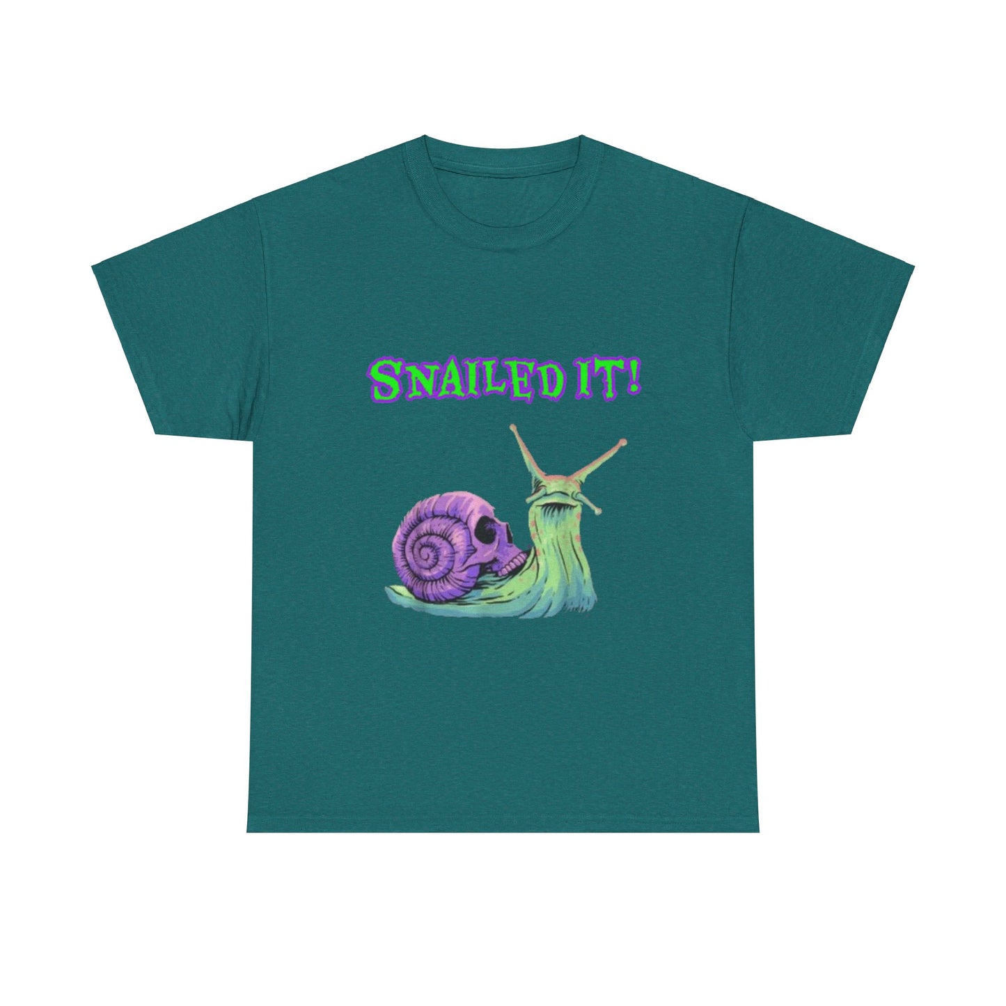 Snail Themed Unisex Heavy Cotton Tee - "Snailed It!" T-Shirt for Fun Loving Individuals