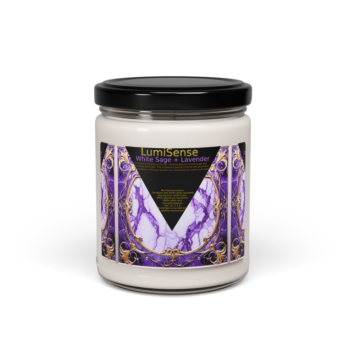 LumiSense White Sage + Lavender Soy Candle - 9oz Aromatherapy Relaxation