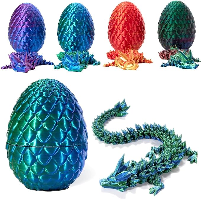 3D Printed Dragon In Egg,Full Articulated Dragon Crystal Dragon With Dragon Egg,Flexible Joints Home Decor Executive Desk Toys,Home Office Decor Executive Desk Toys For Autism ADHD