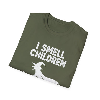 Funny I Smell Children Witch Parity Unisex Softstyle T-Shirt - I Smell Children, Gift for Parents, Humor Tee, Casual Wear, Halloween Party, Fun Outfit