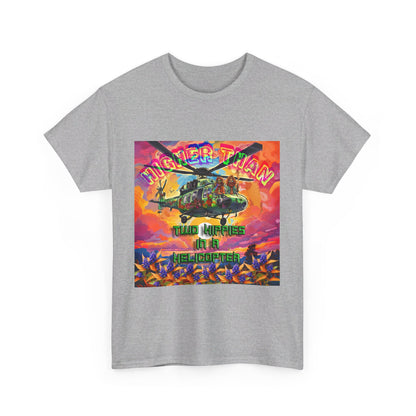 Higher Than A Hippie On A Helicopter Unisex Heavy Cotton Tee