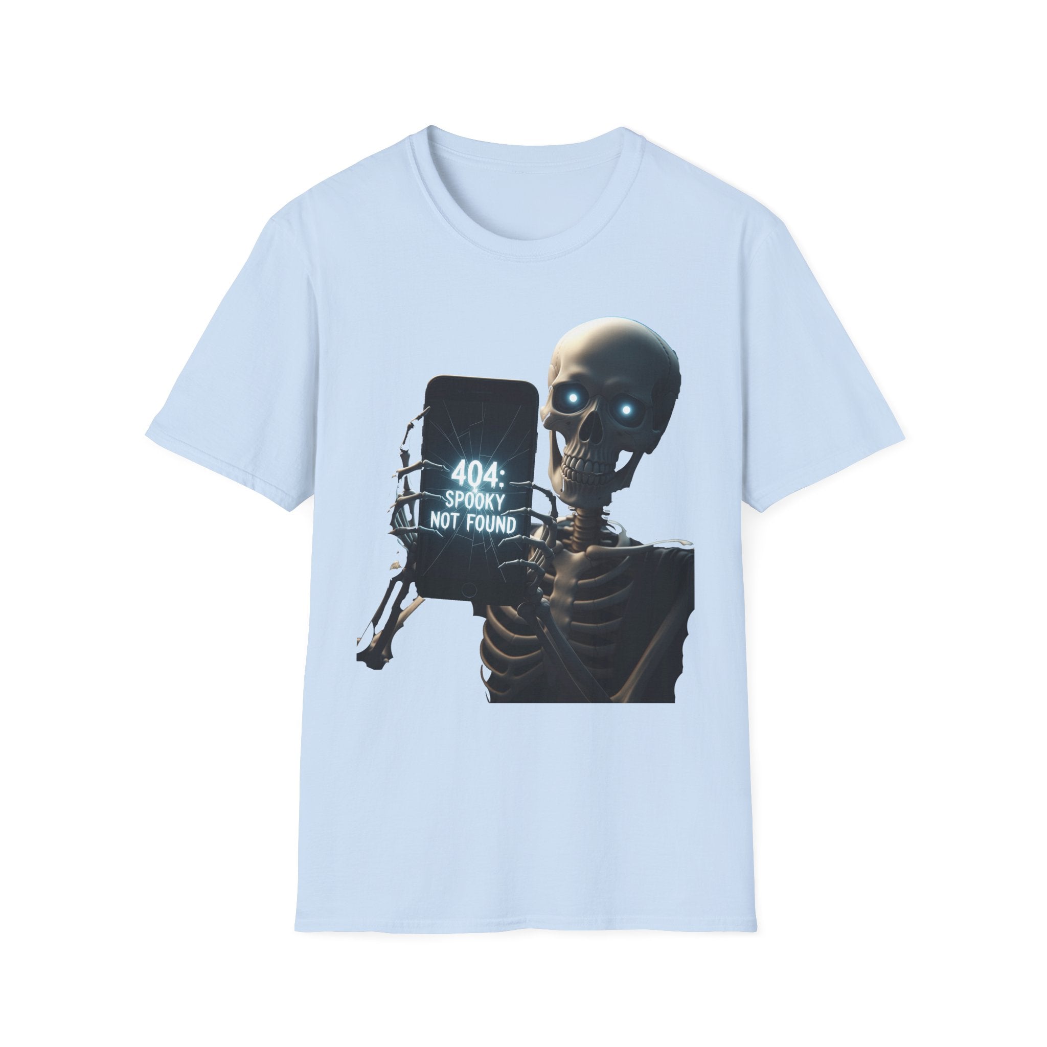 404 Spooky Not Found Skeleton T-Shirt, Halloween Tee, Unisex Graphic Shirt, Casual Wear, Fun Halloween Gift