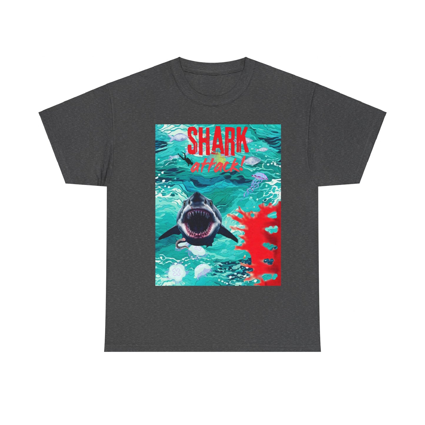 Mens Shark Attack Unisex Heavy Cotton Tee