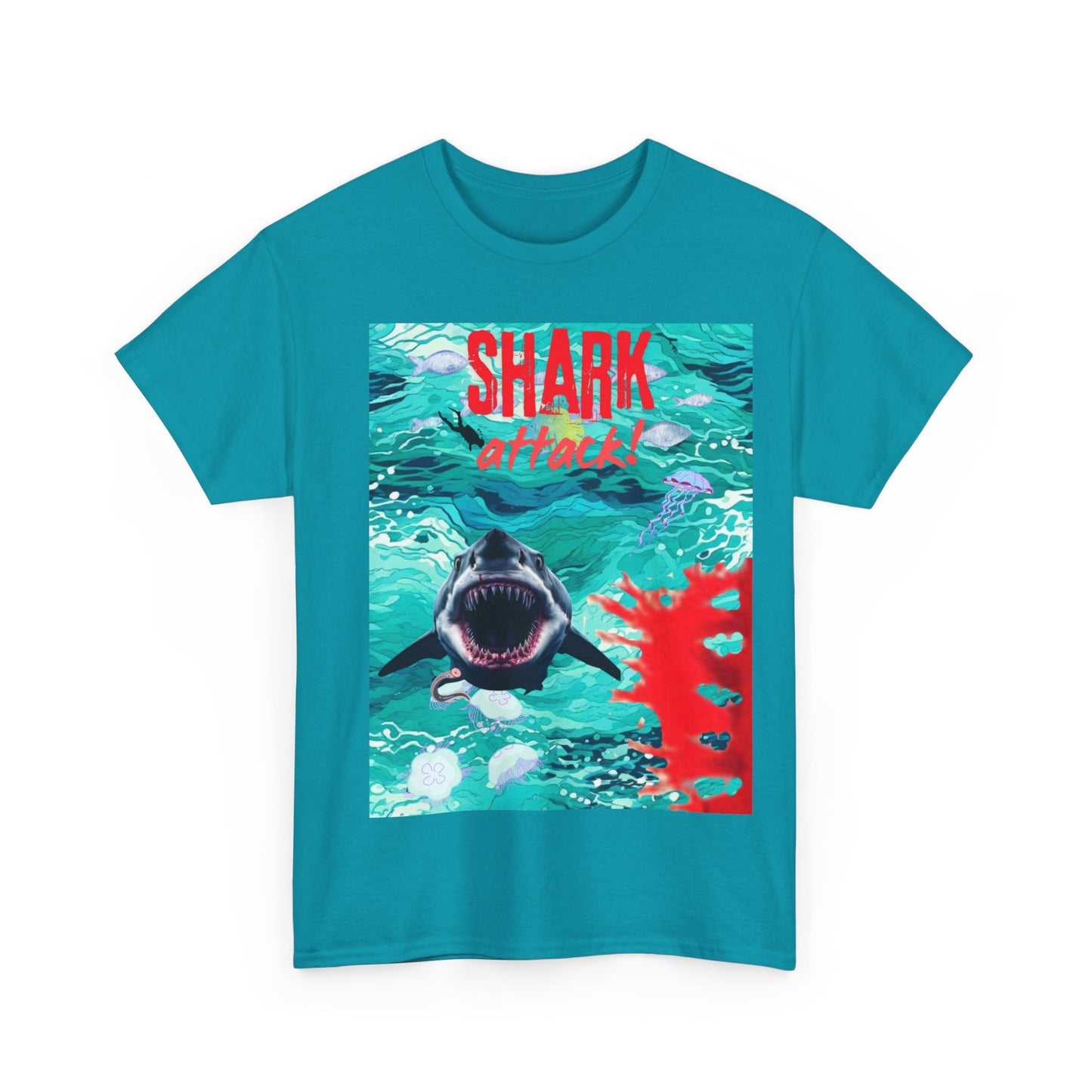 Mens Shark Attack Unisex Heavy Cotton Tee