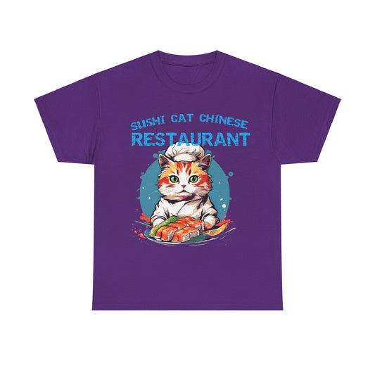 Sushi Cat Chinese Unisex Heavy Cotton Tee