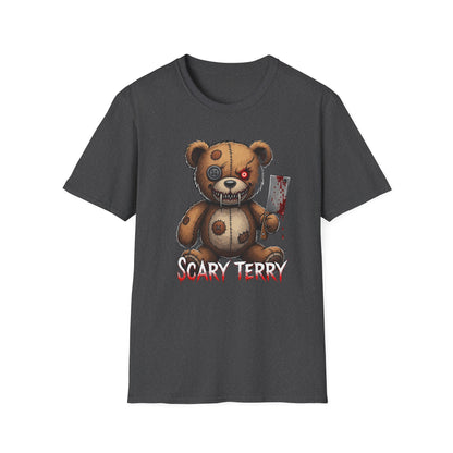 Scary Terry Unisex Softstyle T-Shirt, Funny Graphic Tee, Horror Shirt, Gift for Halloween, Casual Wear, Unique Gift