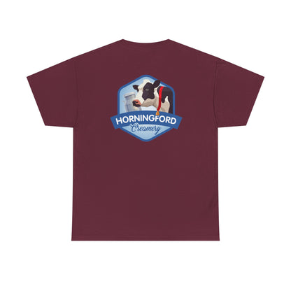 Horningford Creamery Unisex Heavy Cotton Tee - Farm Fresh Design with Cow Graphic