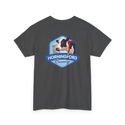 Horningford Creamery Unisex Heavy Cotton Tee - Farm Fresh Design with Cow Graphic