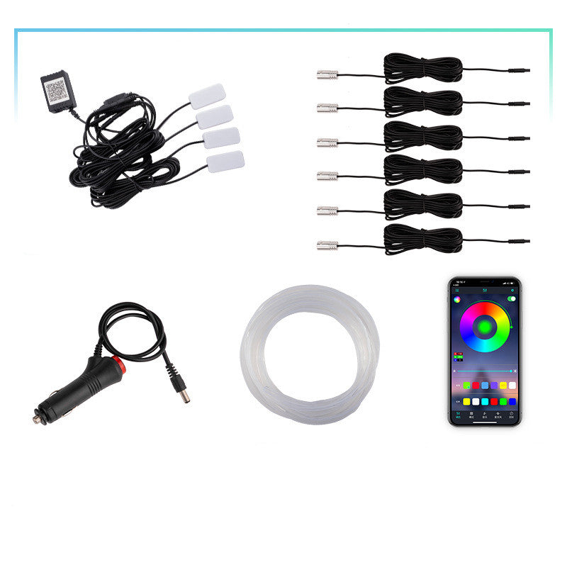 Light Guide Fiber Optic Mobile Phone APP Controls Colorful Car Atmosphere Lights