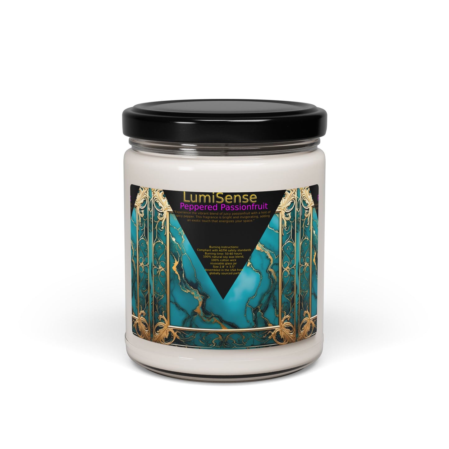 LumiSense Peppered Passionfruit Scented Soy Candle - 9oz Aromatherapy Candle for Relaxation and Home Decor