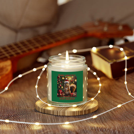 Scented Candles - Merry Christmas Holiday Decor with Festive Squirrel