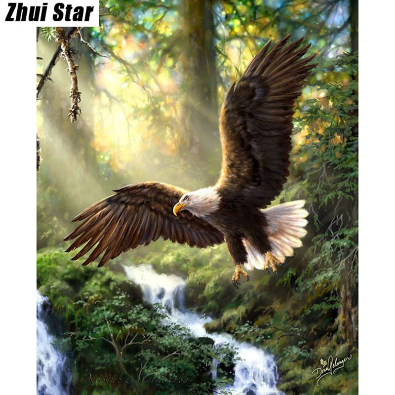 Full Square Diamond 5D DIY Diamond Painting Soaring Eagle Embroidery Cross Rhinestone Mosaic Painting Decor