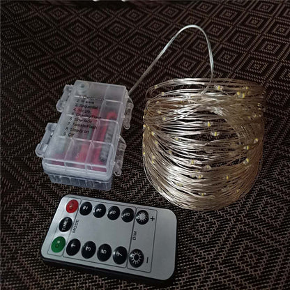 100 200led solar copper wire string light