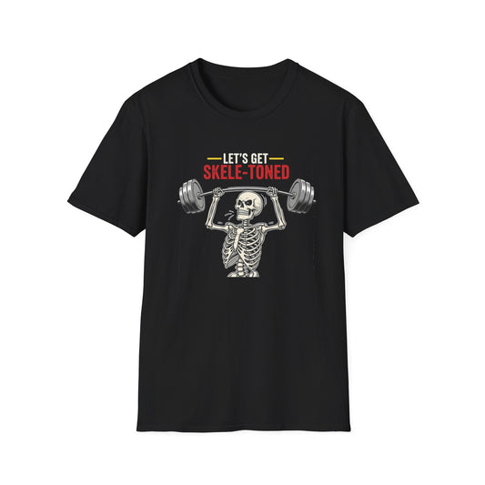 Let's Get Skele-Toned Halloween T-Shirt | Funny Fitness Tee, Unisex Halloween Apparel, Spooky Gym Shirt, Skeleton Workout Top, Unique Gift