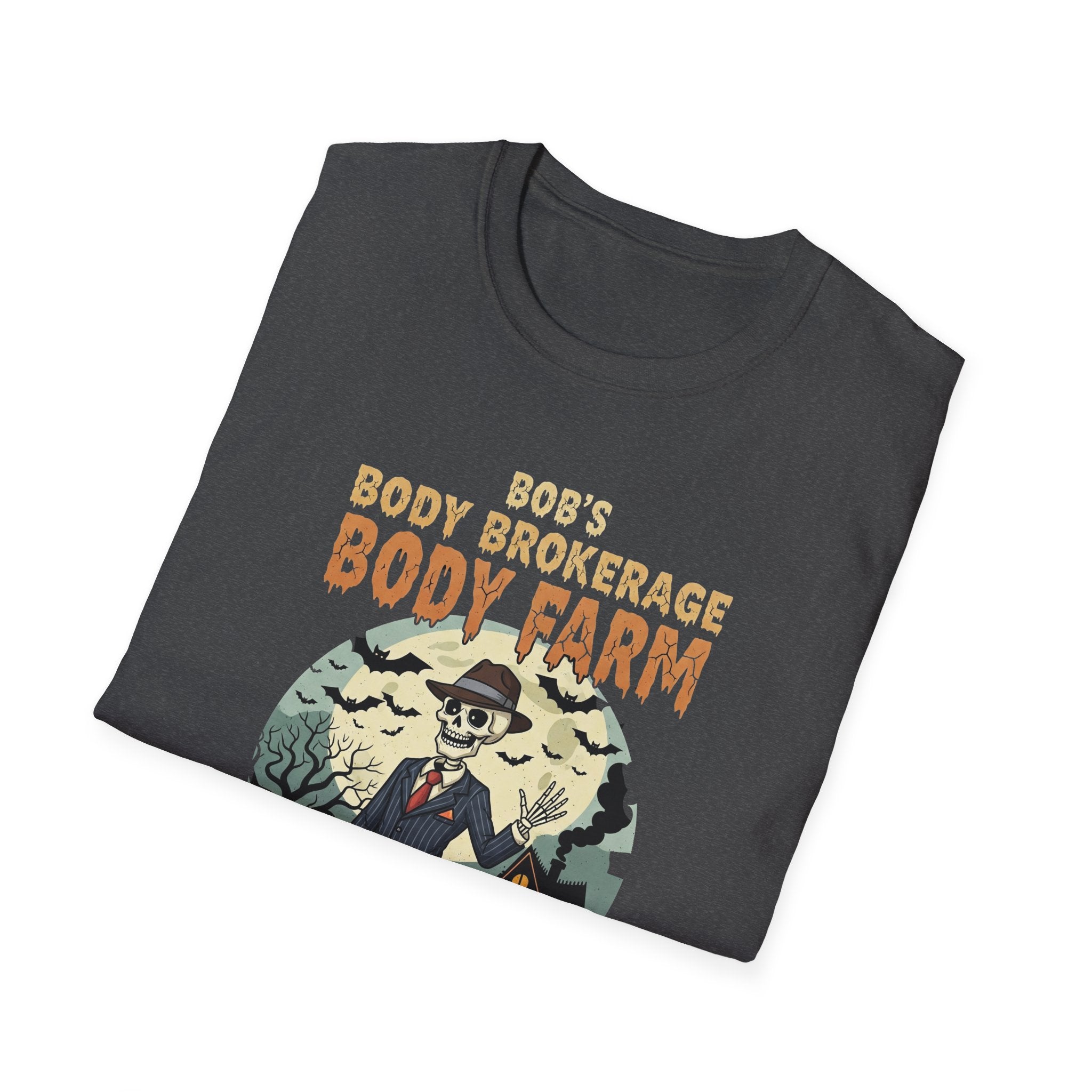 Halloween Bobs Body Brokerage Body Farm Best Deal In The End T-Shirt, Unisex Softstyle Tee, Body Farm Graphic Shirt, Halloween Party Wear, Unique Gift for Halloween Lovers