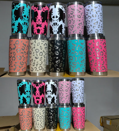 Laser Leopard Print Stainless Steel Insulated Mug