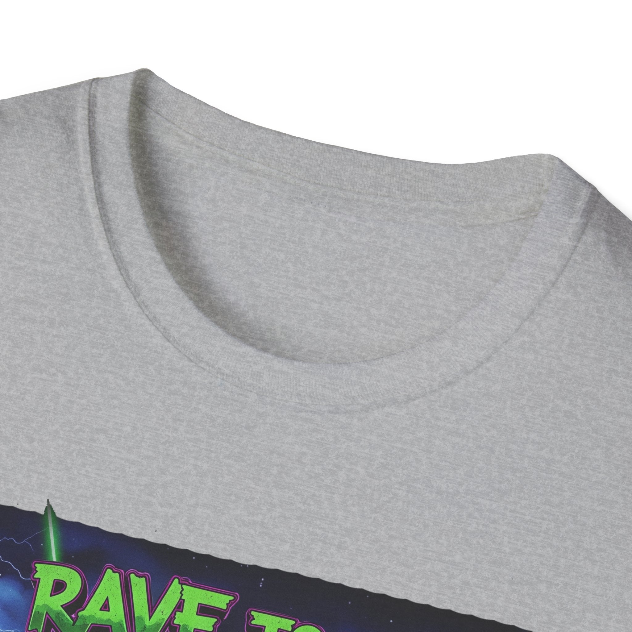 Rave to the Grave Unisex Softstyle T-Shirt | Festival Tee, Edgy Graphic Shirt, Concert Outfit, Alternative Apparel, Unique Gift