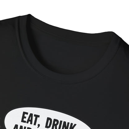 Halloween Vampire Eat Drink Be Scary T-Shirt, Unisex Cotton Tee, Spooky Graphic Tee, Costume Party Shirt, Gift for Halloween Lovers, Eat Drink Be Scary