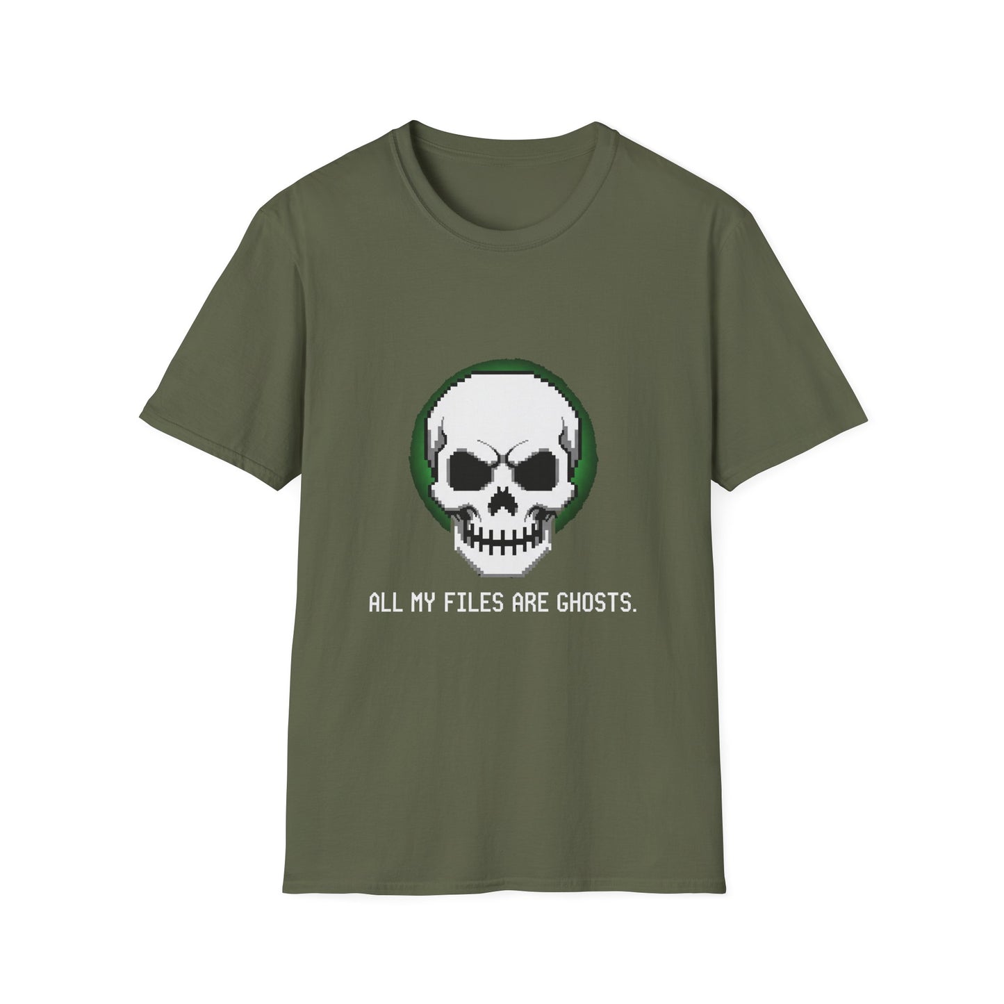 Funny Skull Graphic All My Files Are Ghosts Unisex T-Shirt, Gamer Shirt, Halloween Gift, Tech Humor Tee, Geeky Apparel, Casual Wear