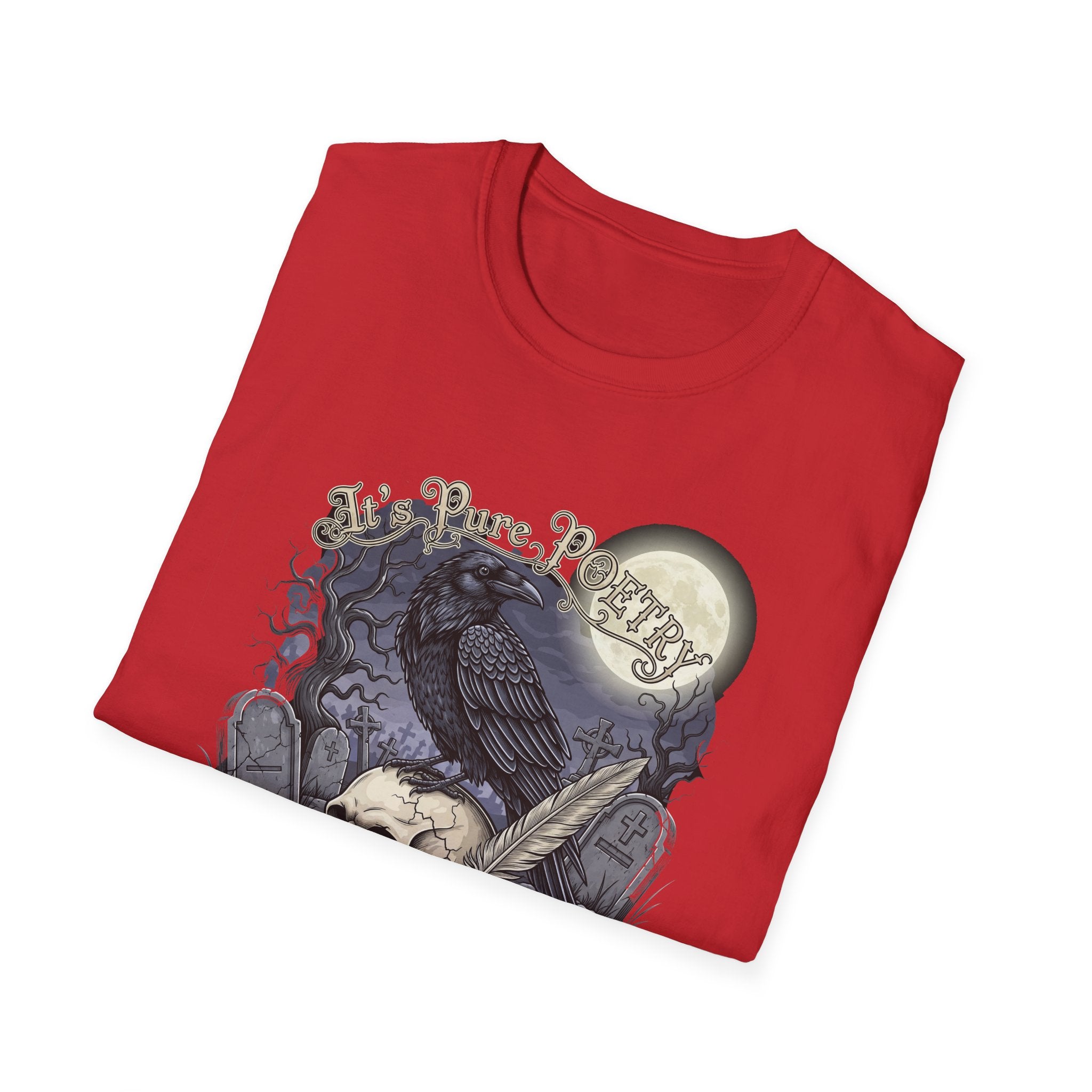 Gothic Its Pure POEtry  Graphic T-Shirt, Unisex Softstyle Tee for Halloween, Horror Fans, Casual Wear, Gift for Occasions
