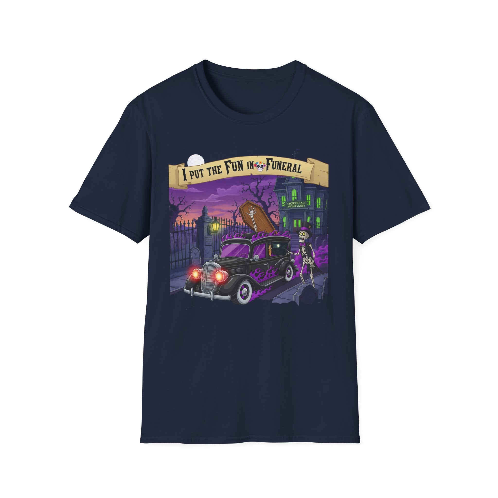 I Put The Fun In Funeral T-Shirt, I Put the Fun in Funeral Tee, Unisex Graphic Shirt, Halloween Apparel, Quirky Casual Wear