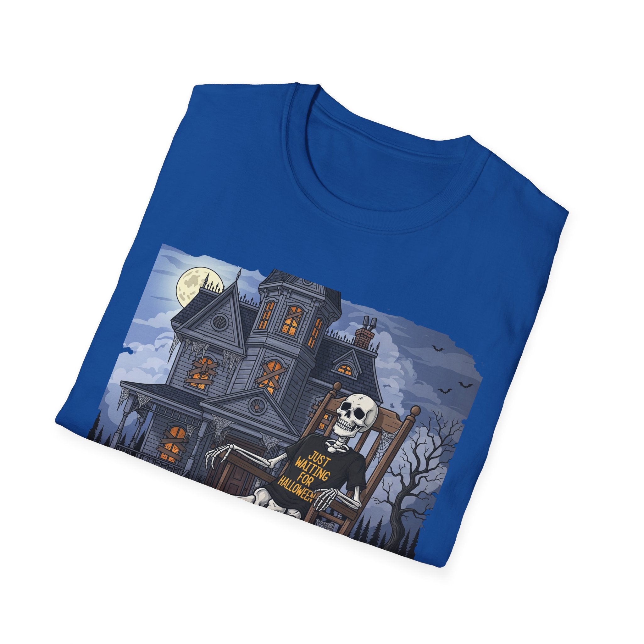 Just Waiting For Halloween Graphic Tee, Unisex Softstyle T-Shirt, Spooky Season Outfit, Perfect for Halloween Parties, Autumn Vibes, Casual Wear