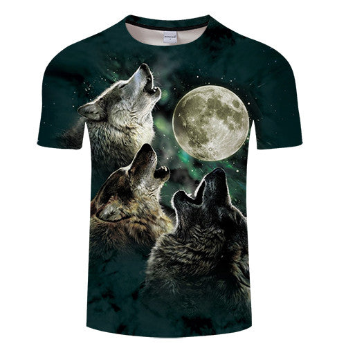 3D Wolf Digital Print T-shirt