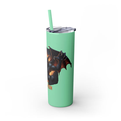 Halloween Gargoyle Skinny Tumbler with Straw, Spooky Drinkware, Perfect for Parties, Fall Decor, Trick or Treat Gifts