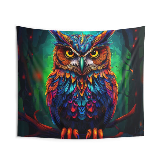 Psychedelic Owl 1 Indoor Wall Tapestries