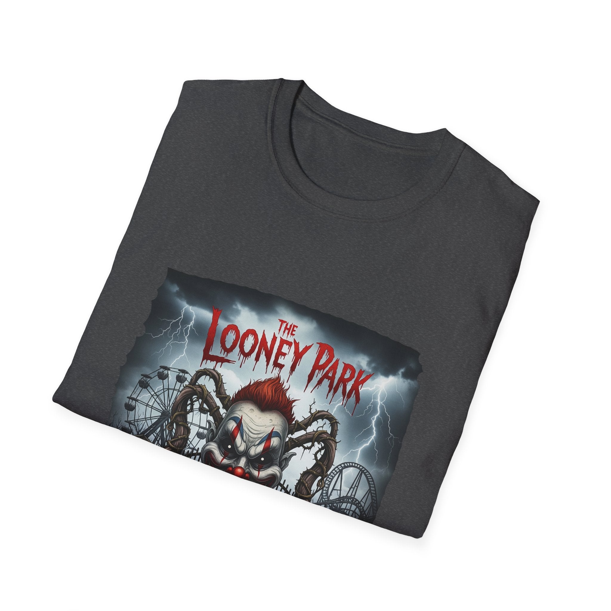 The Looney Park Creepy Carnival Unisex T-Shirt, Halloween Shirt, Horror Fan Gift, Spooky Tee, Festival Wear, Looney Park Merch