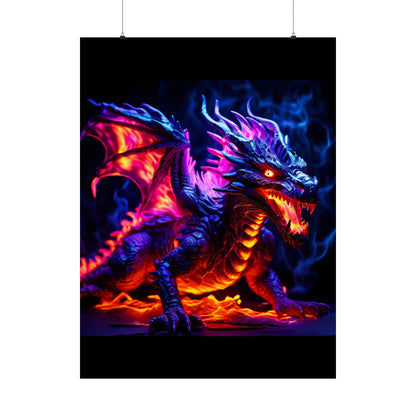 UV Black Light Reactive Neon Glow Dragon Matte Vertical Posters