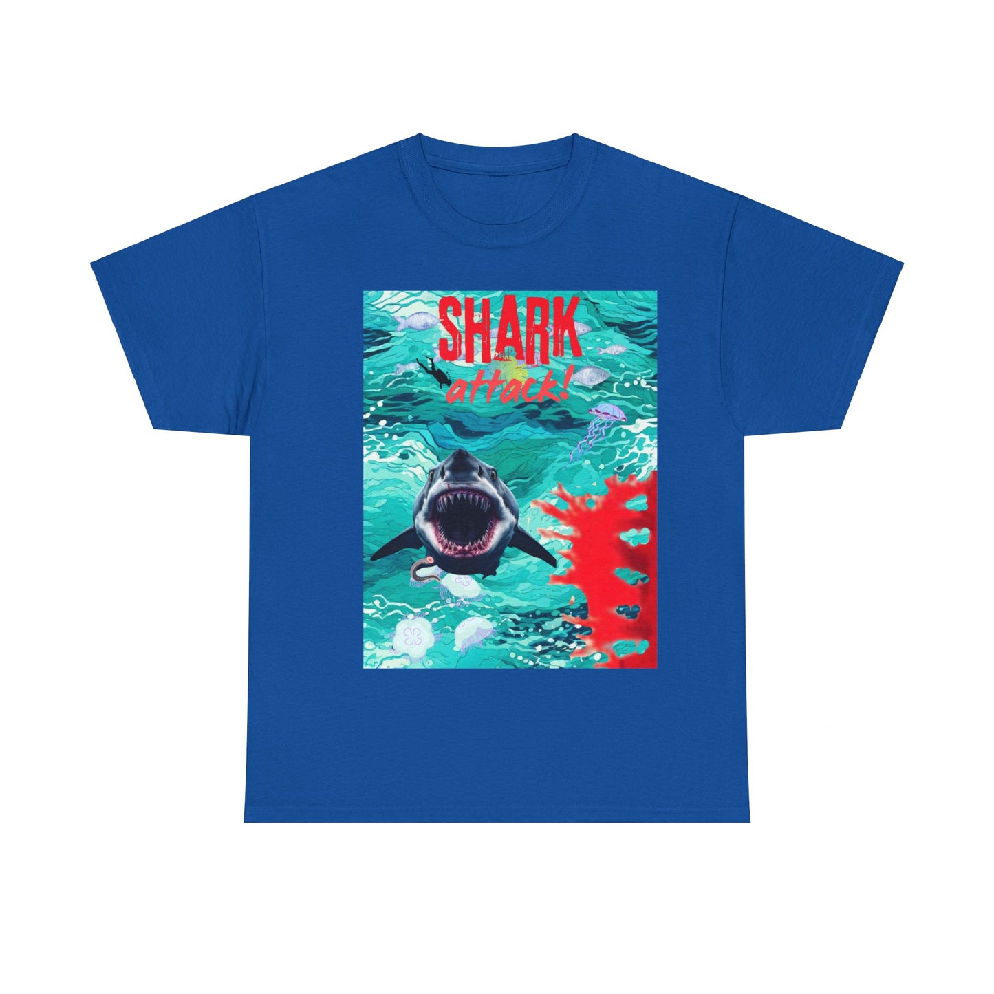 Mens Shark Attack Unisex Heavy Cotton Tee