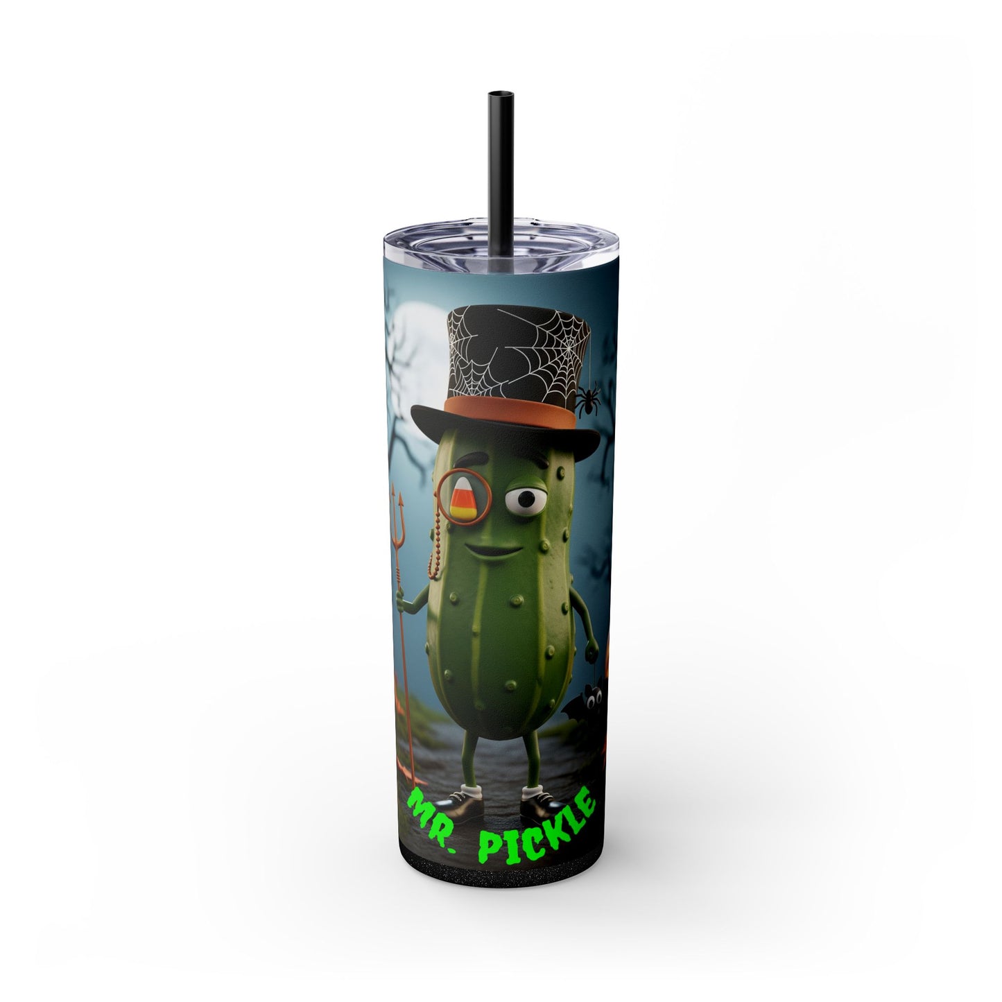Halloween Mr. Pickle Tumbler, 20oz Skinny Tumbler with Straw, Fun for Parties, Trick or Treat, Kids Gift, Spooky Decor
