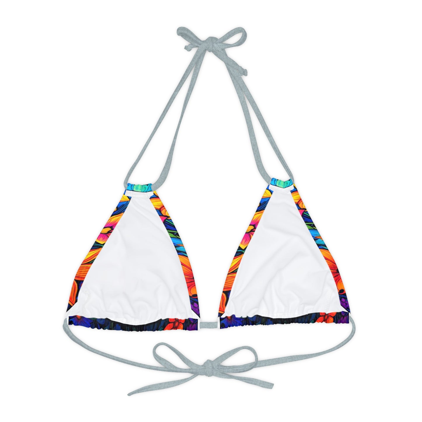 Psychedelic Flower Power Strappy Triangle Bikini Top (AOP)