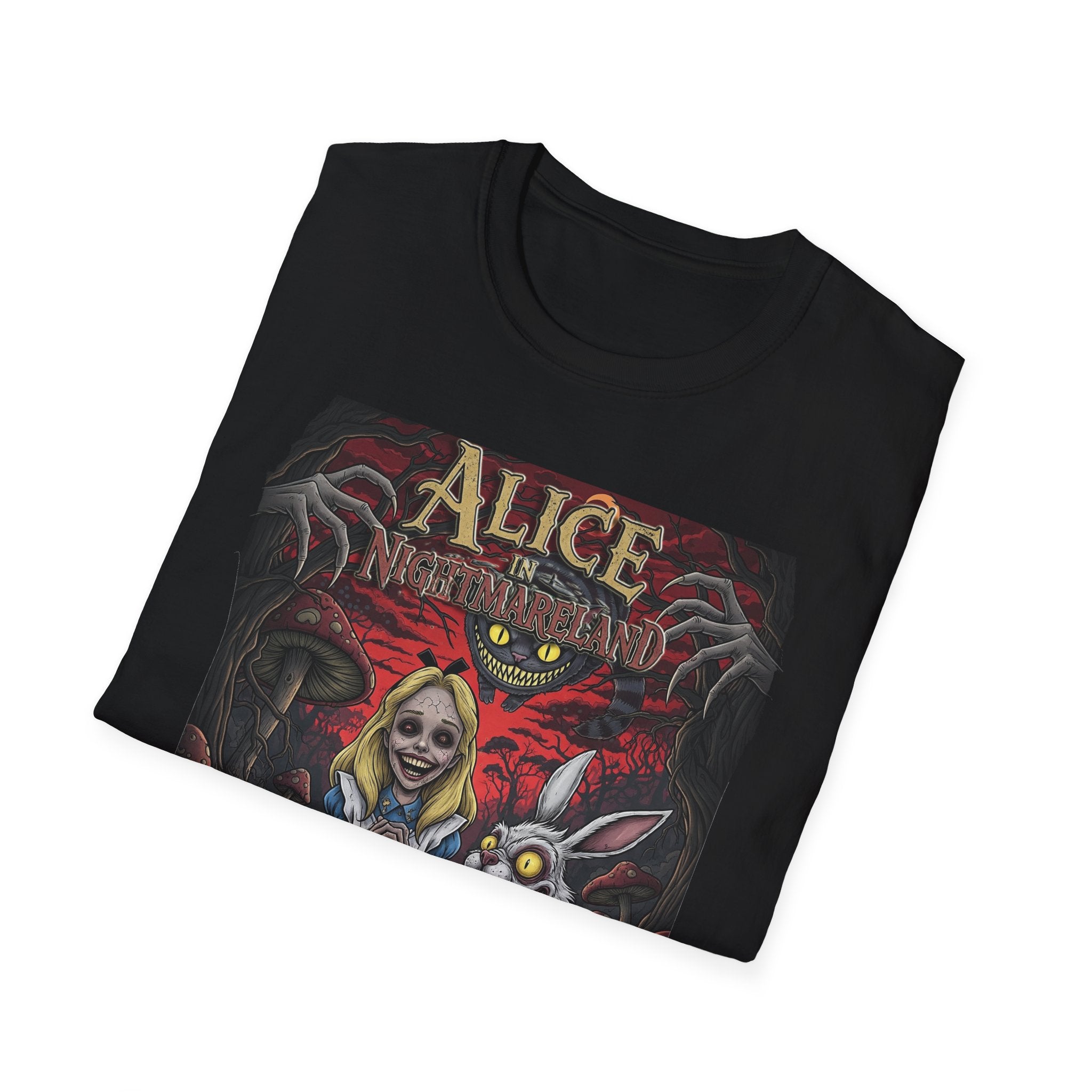 Alice in Nightmareland T-Shirt, Unisex Graphic Tee, Horror Theme Shirt, Perfect for Halloween, Alice in Wonderland Fans, Gift Idea