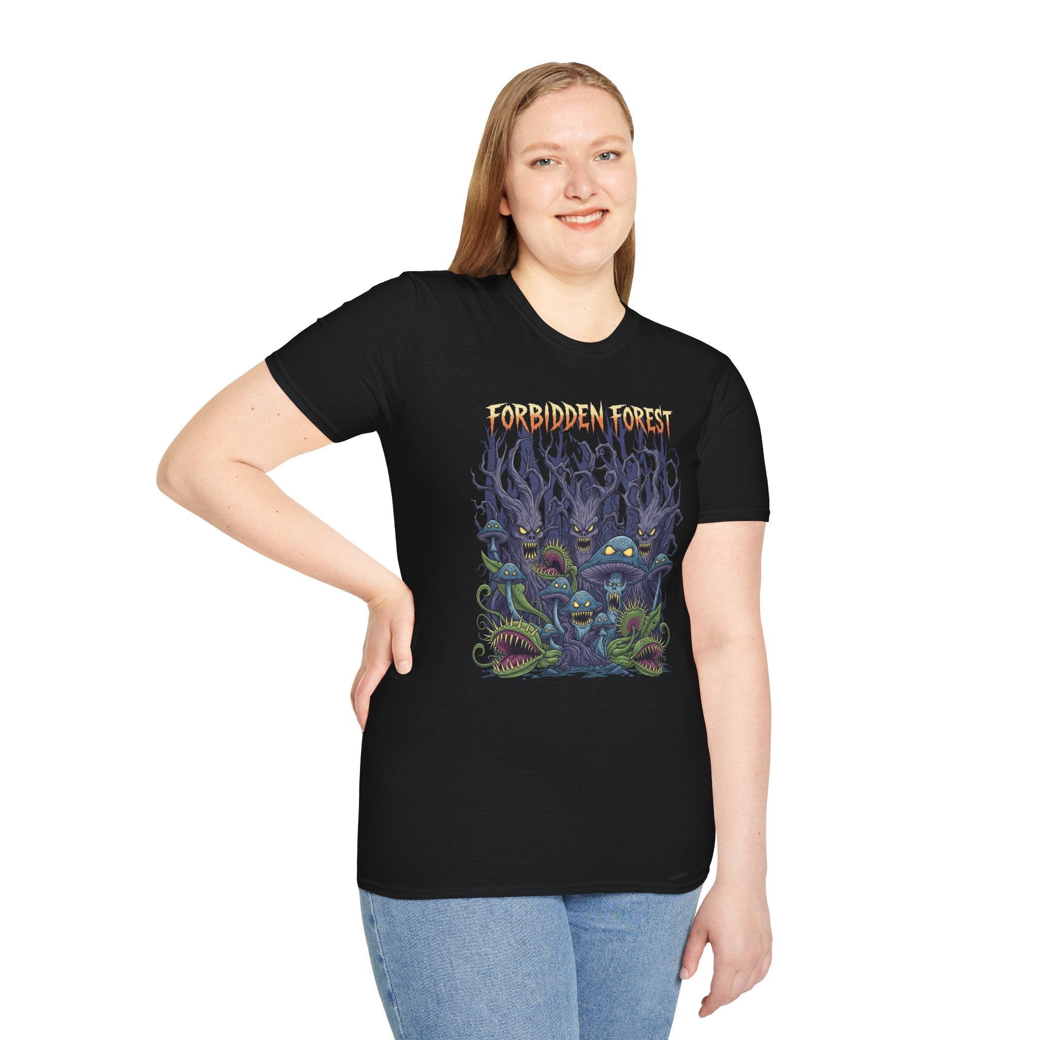 Forbidden Forest Graphic T-Shirt for Nature Lovers & Mystical Vibes, Gift for Halloween, Casual Wear, Adventure Tee, Unique Design