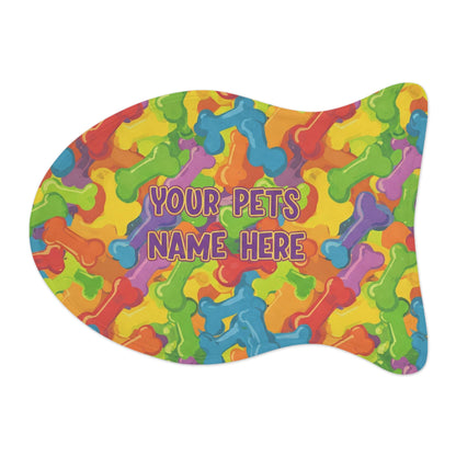 Personalized Colorful Pet Feeding Mat - Customizable with Your Pet's Name
