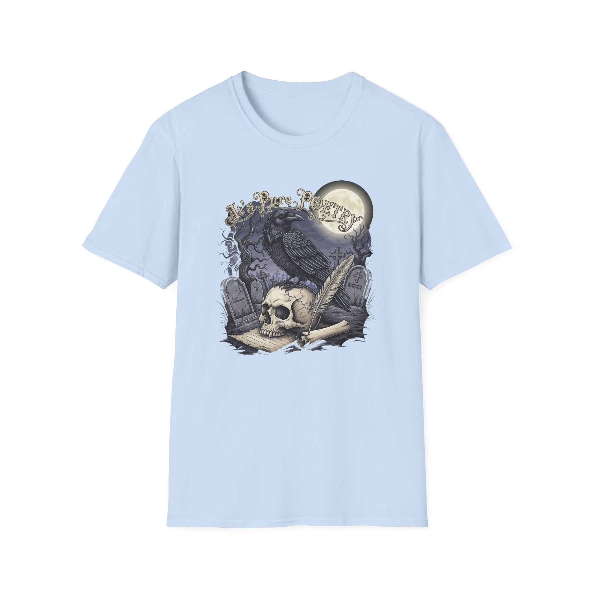 Gothic Its Pure POEtry  Graphic T-Shirt, Unisex Softstyle Tee for Halloween, Horror Fans, Casual Wear, Gift for Occasions
