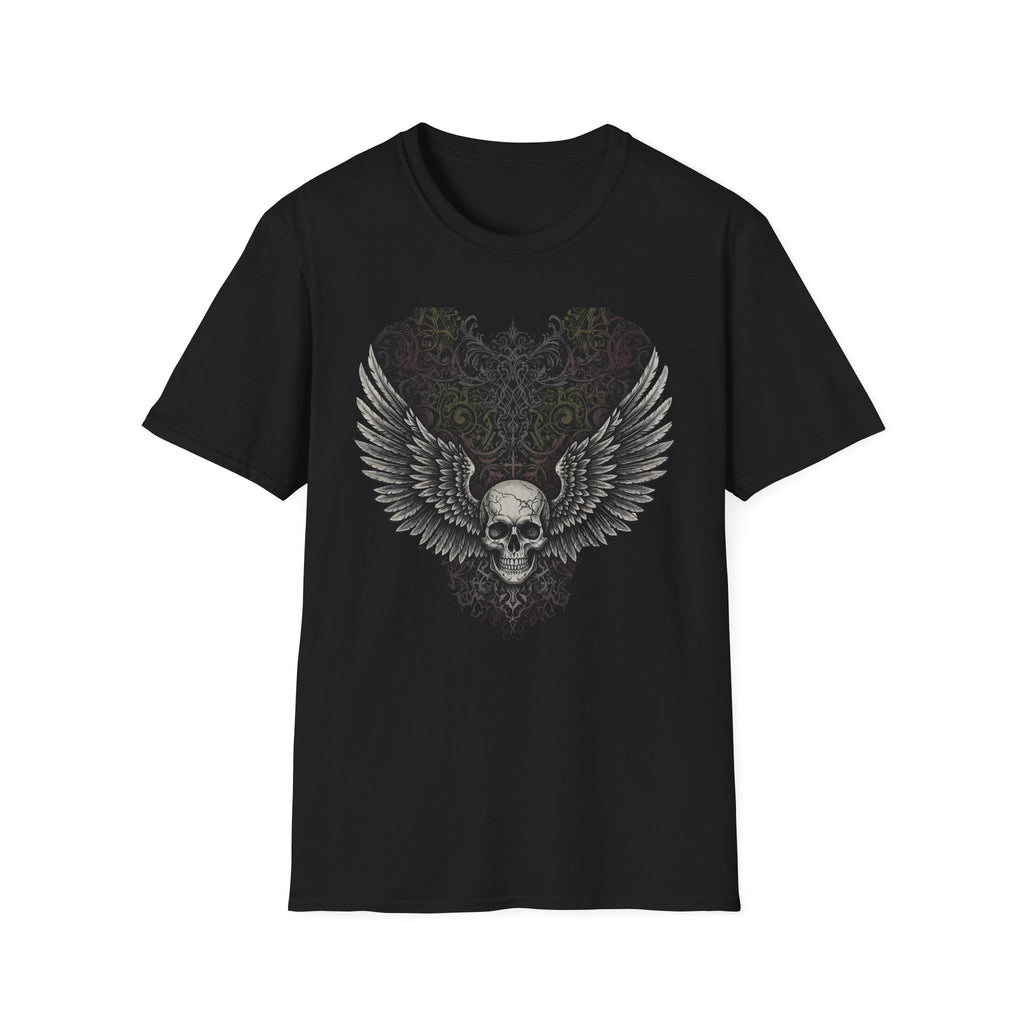 Wings of Freedom Skull T-Shirt, Edgy Graphic Tee, Unisex Casual Top, Halloween Outfit, Music Festival Shirt, Gift for Metal Fans