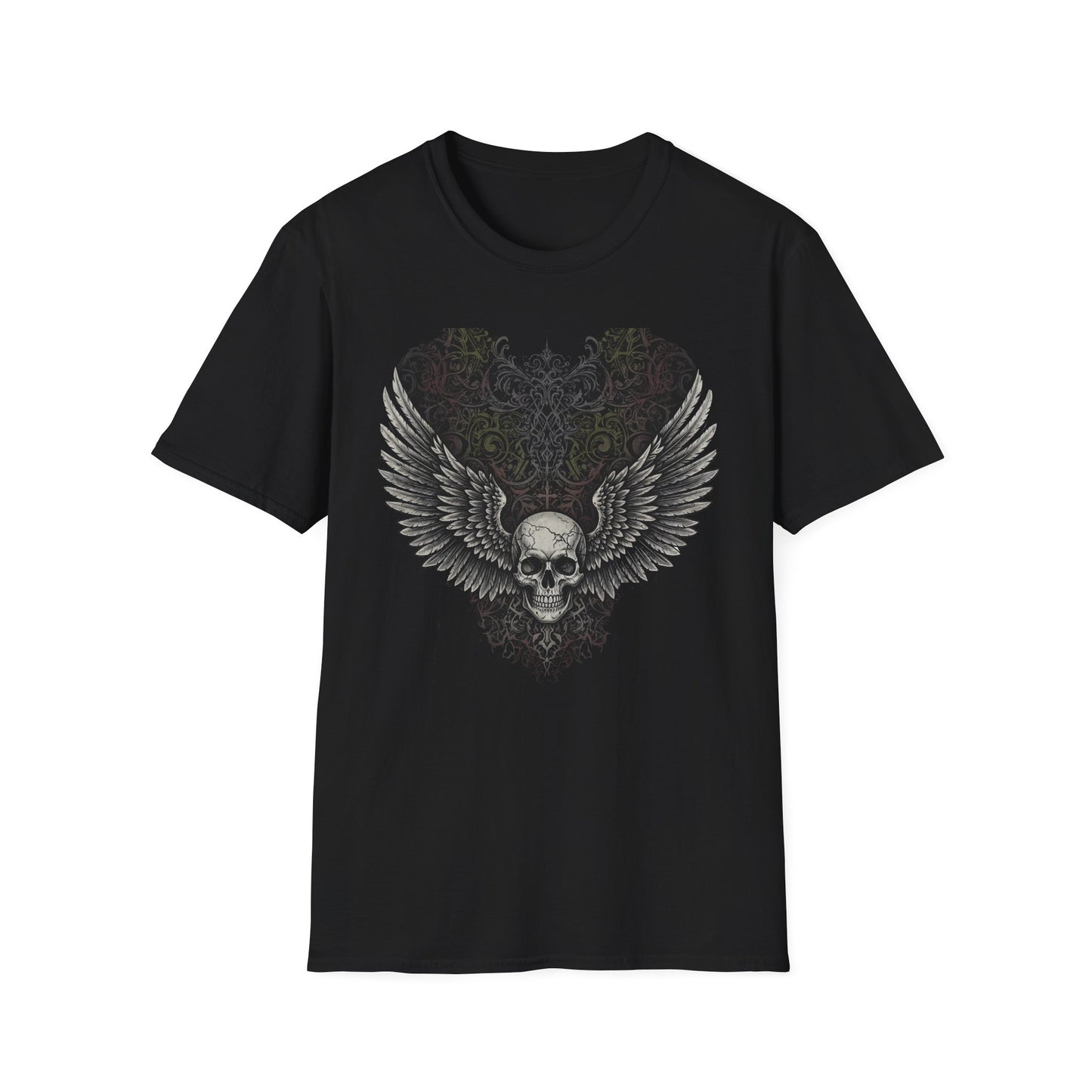 Wings of Freedom Skull T-Shirt, Edgy Graphic Tee, Unisex Casual Top, Halloween Outfit, Music Festival Shirt, Gift for Metal Fans