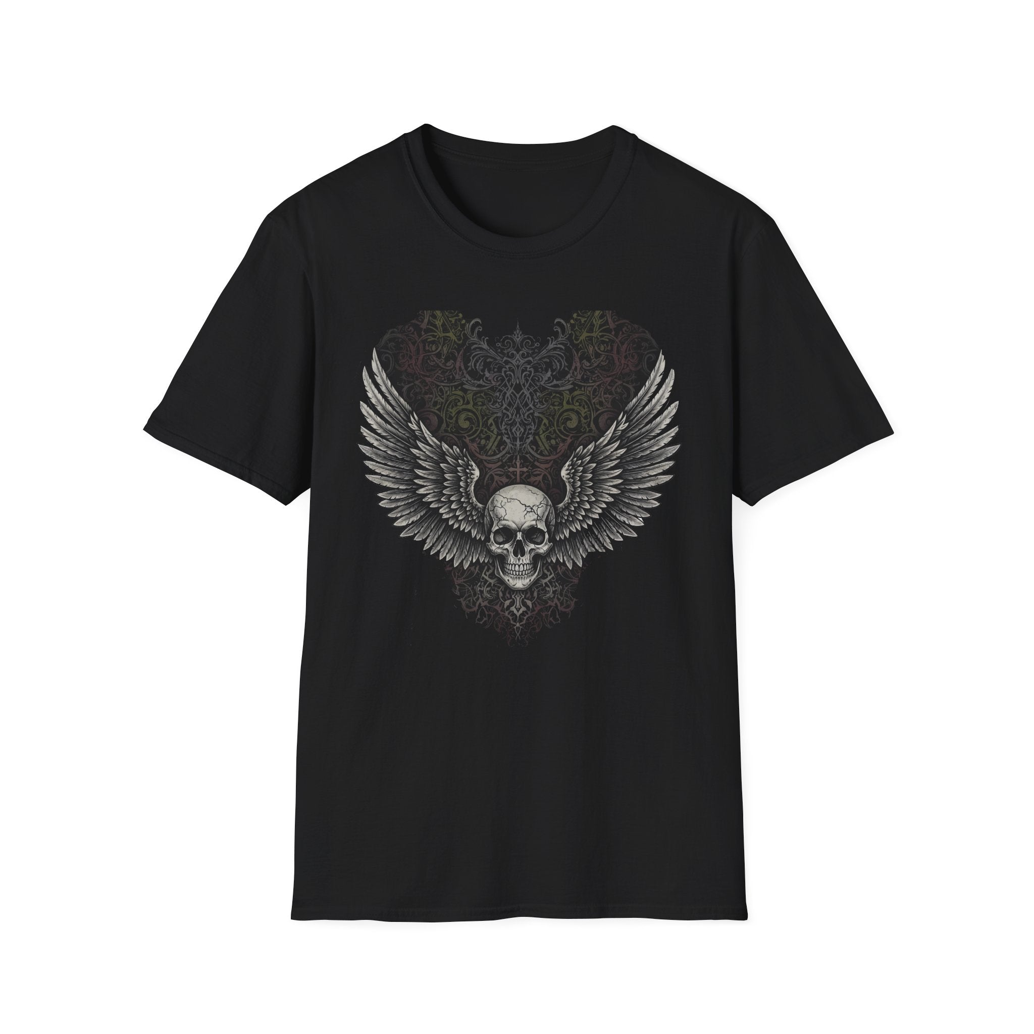 Wings of Freedom Skull T-Shirt, Edgy Graphic Tee, Unisex Casual Top, Halloween Outfit, Music Festival Shirt, Gift for Metal Fans