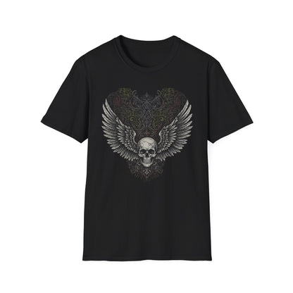 Wings of Freedom Skull T-Shirt, Edgy Graphic Tee, Unisex Casual Top, Halloween Outfit, Music Festival Shirt, Gift for Metal Fans