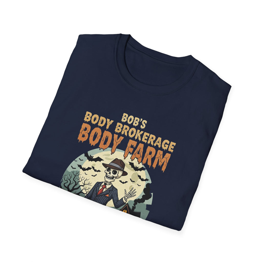 Halloween Bobs Body Brokerage Body Farm Best Deal In The End T-Shirt, Unisex Softstyle Tee, Body Farm Graphic Shirt, Halloween Party Wear, Unique Gift for Halloween Lovers