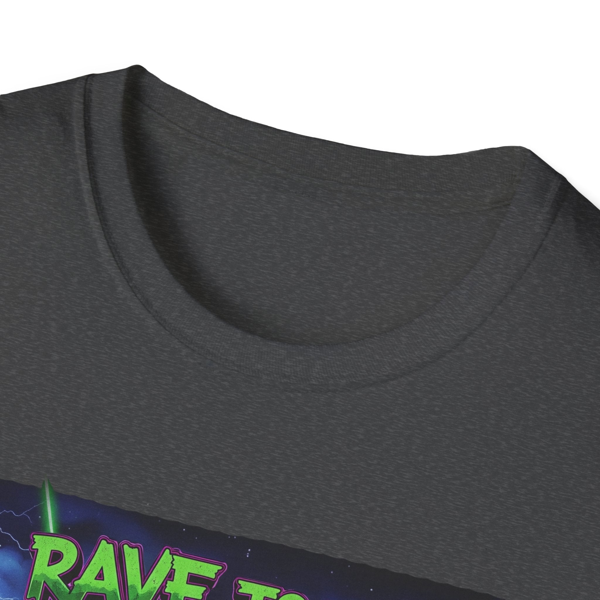 Rave to the Grave Unisex Softstyle T-Shirt | Festival Tee, Edgy Graphic Shirt, Concert Outfit, Alternative Apparel, Unique Gift