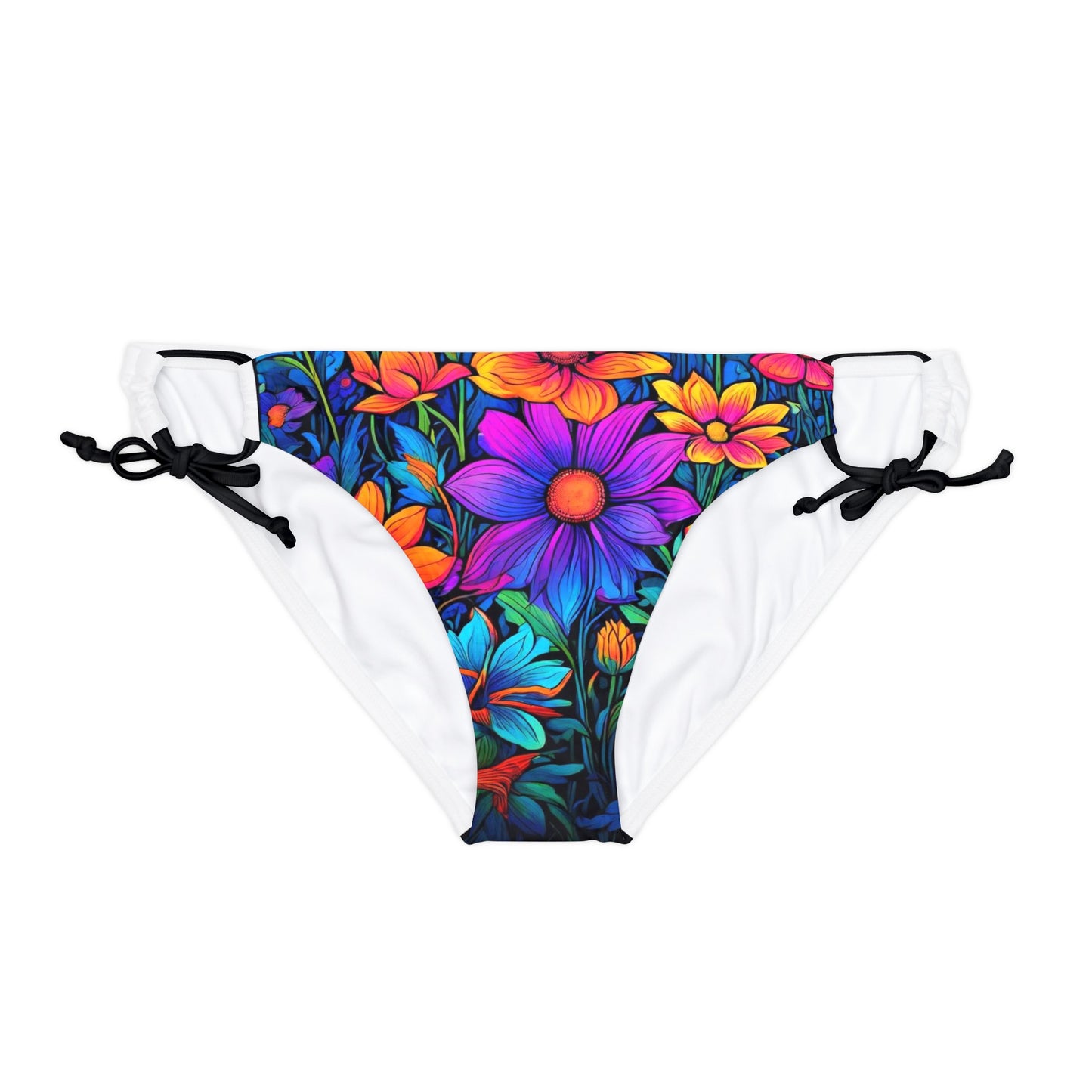 Psychedelic flower power child Loop Tie Side Bikini Bottom (AOP)