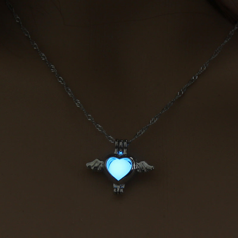 Glow-in-the-dark Angel Wing hollowed-out diy necklace