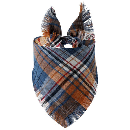 Plaid Tassel Triangle Scarf Pet Dog Pet